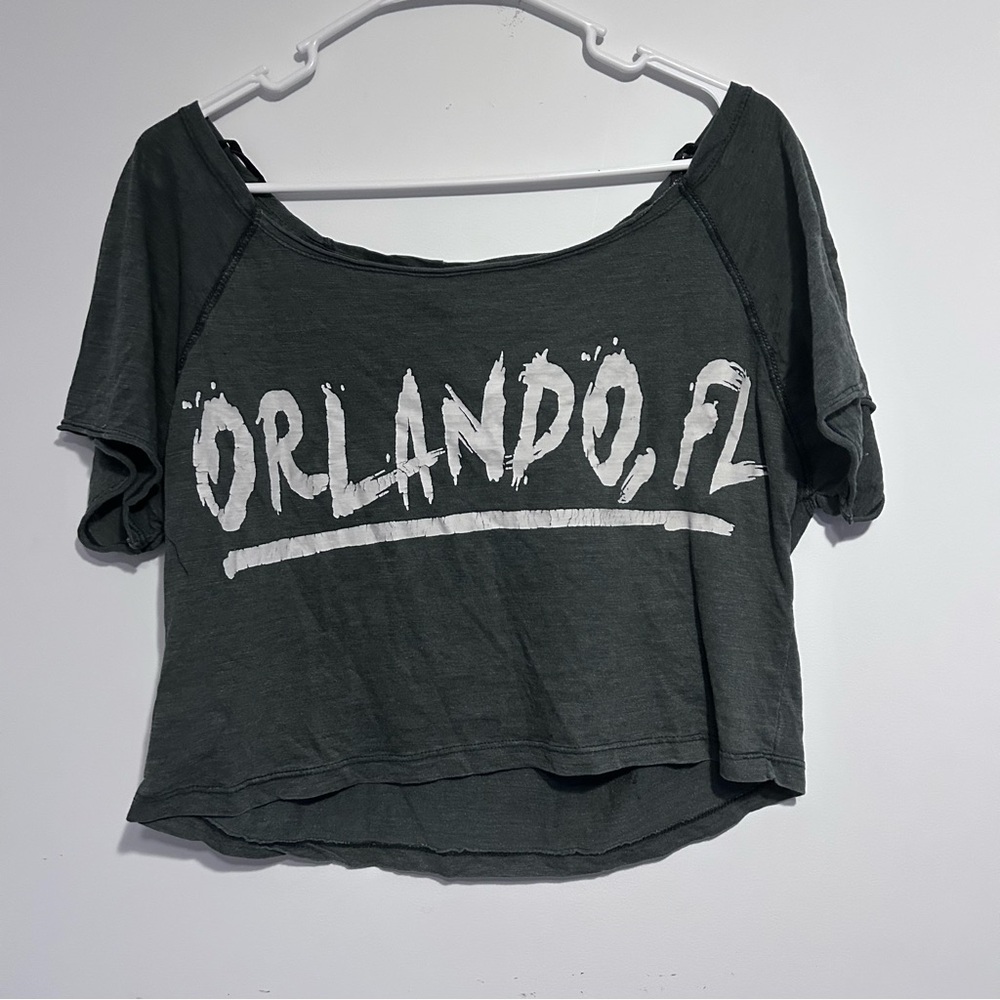 Vintage American Apparel Gray Women's Orlando Florida Crop Top